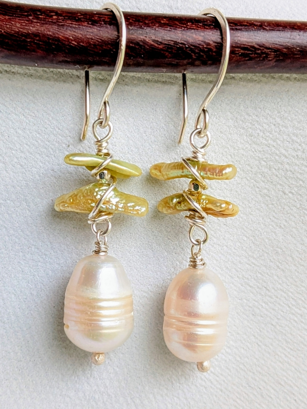 Luminous Fresh Water Pearl Earrings Genuine Solid Sterling Silver Artisan Design